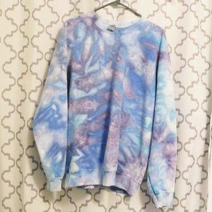 Handmade Blue & Purple Tie Dye Crew Neck  Sweatshirt - Unisex/L